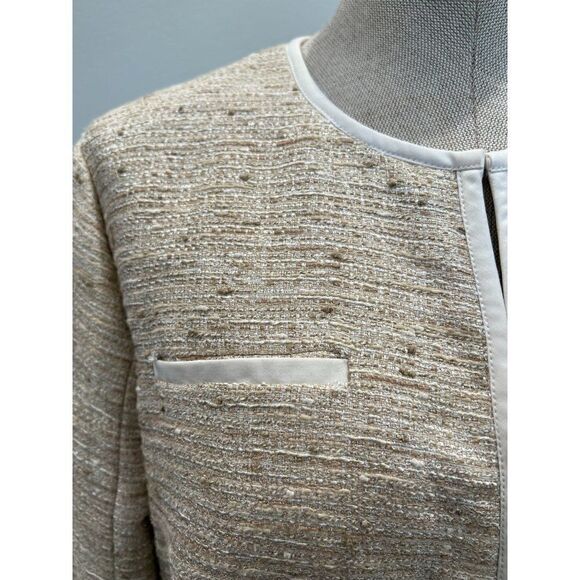 Magashoni Tweed Convertible Jacket in Beige Size 14 - Picture 4 of 9